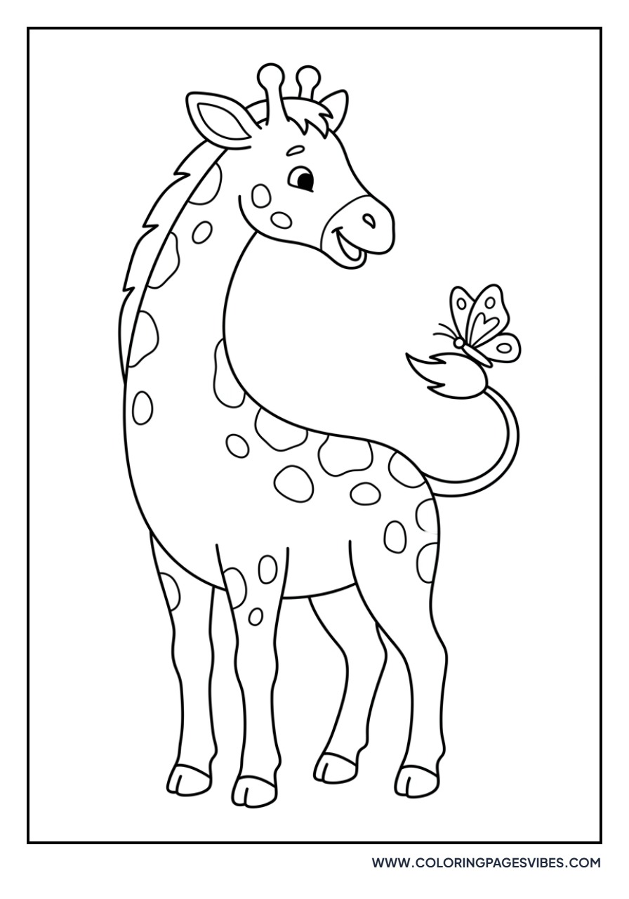 Giraffe with a Butterfly on Tail