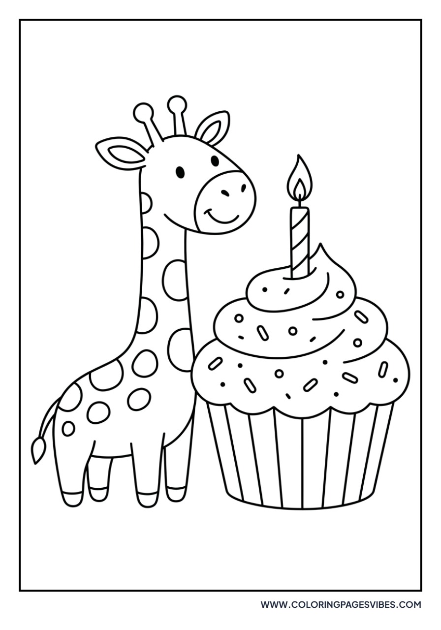 Giraffe with a Cupcake