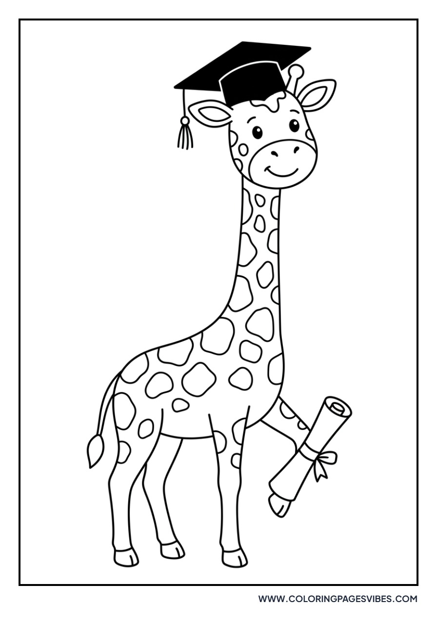 Giraffe with a Graduation Cap