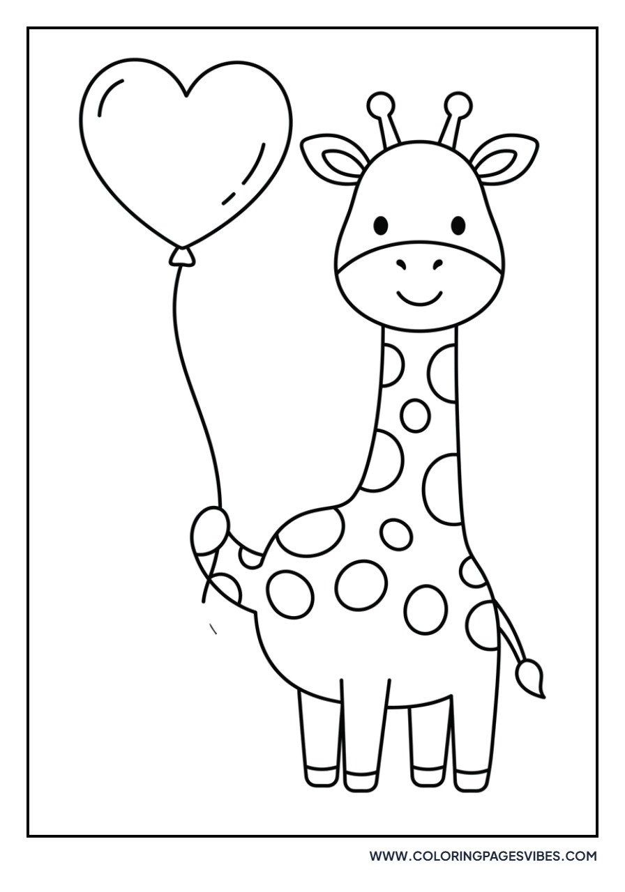 Giraffe with a Heart Balloon