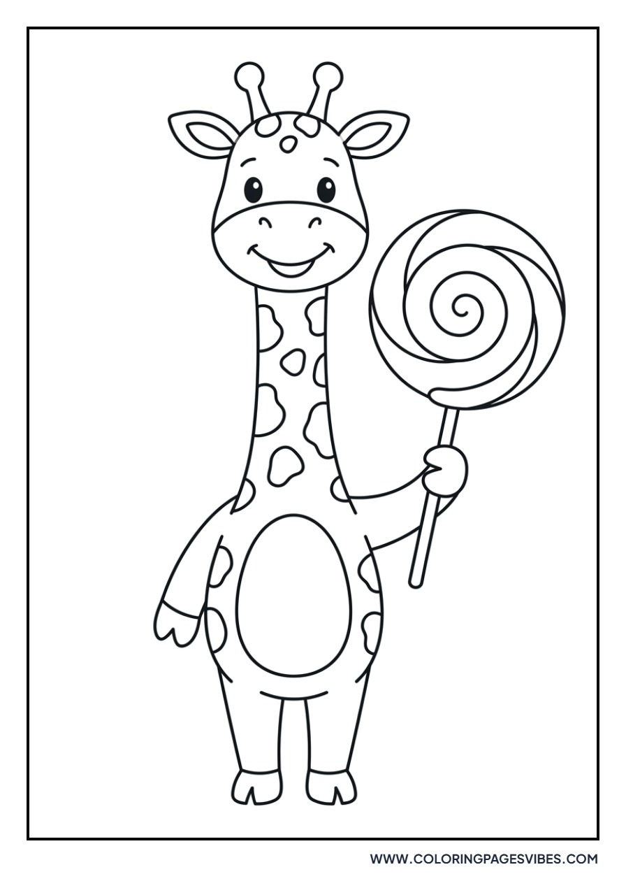 Giraffe with a Huge Lollipop