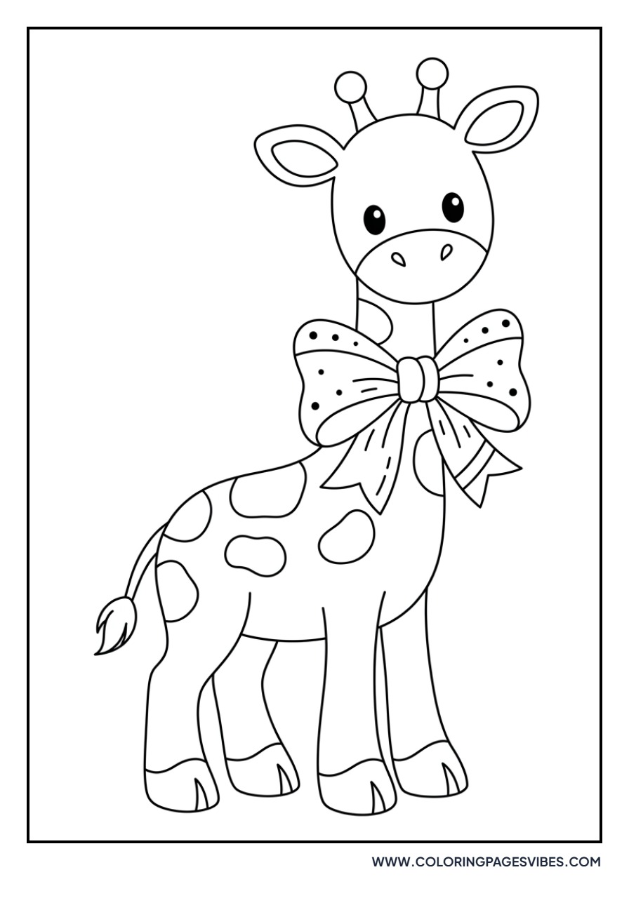 Giraffe with a Large Bow