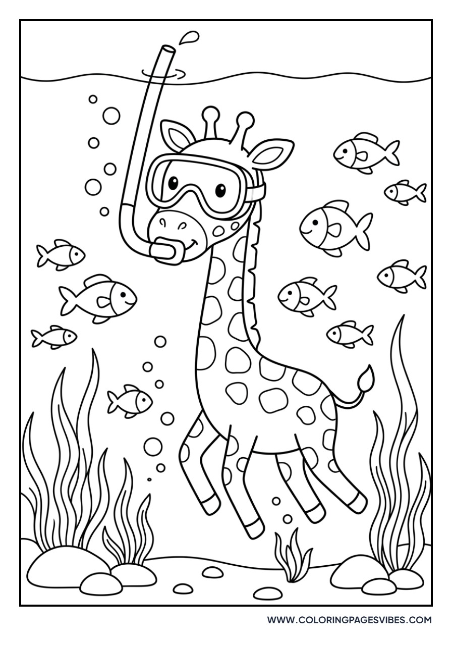 Giraffe with a Scuba Mask