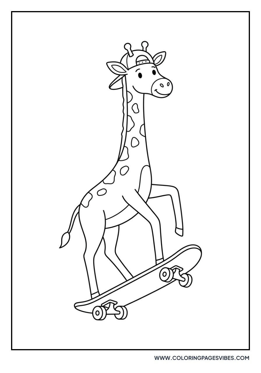 Giraffe with a Skateboard