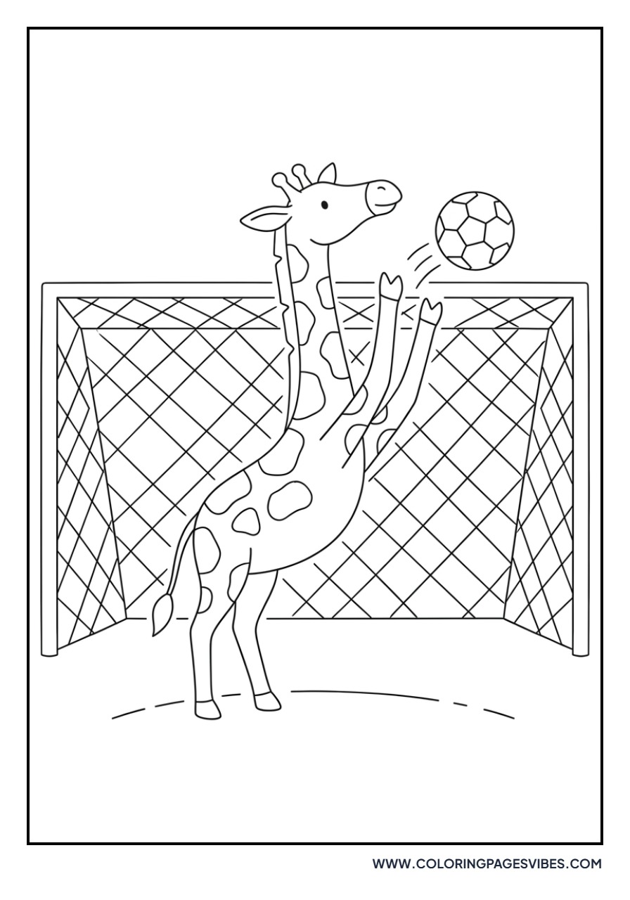 Giraffe with a Soccer Goal