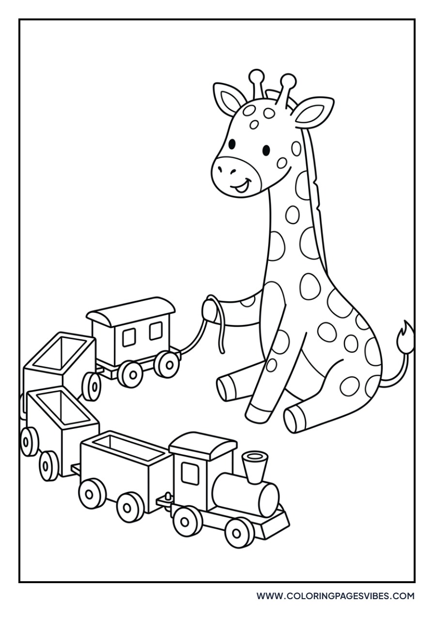 Giraffe with a Toy Train