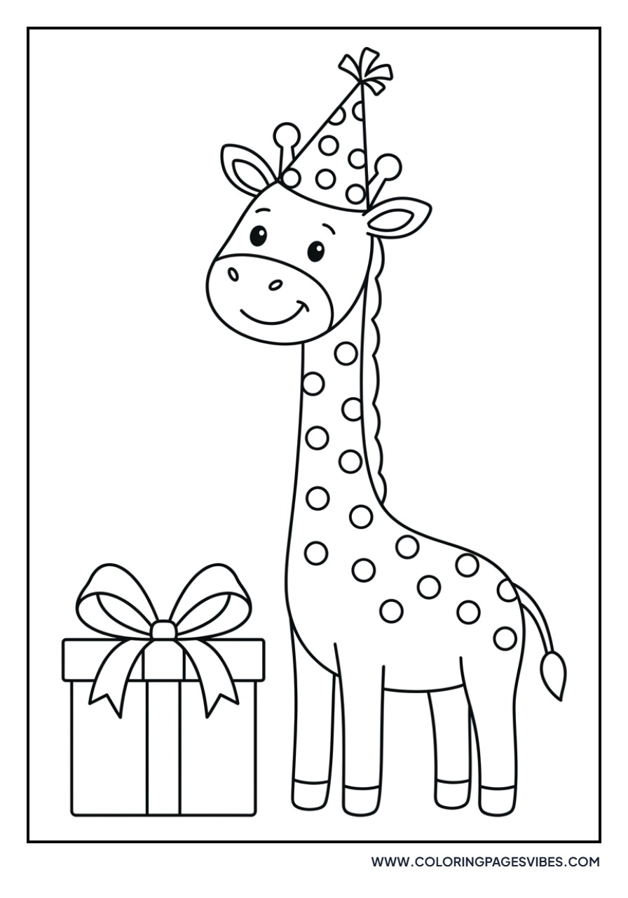 Giraffe with Birthday Hat