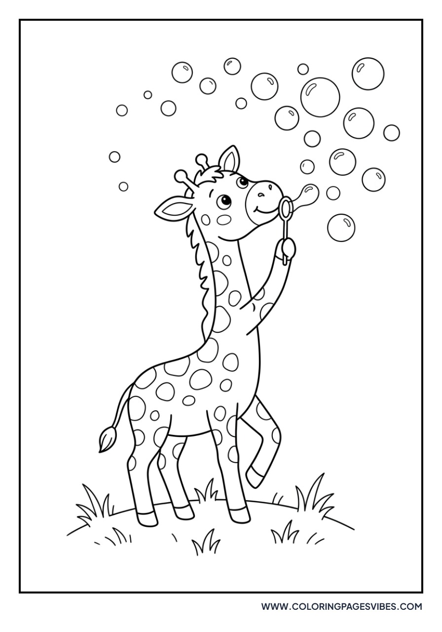 Giraffe with Bubbles