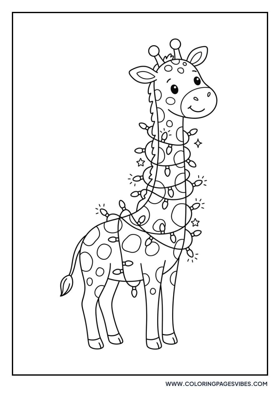 Giraffe with Christmas Lights