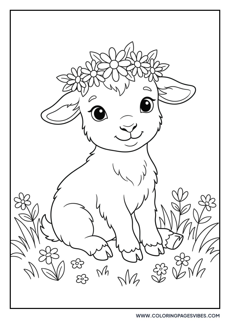 Baby Goat with a Flower Crown