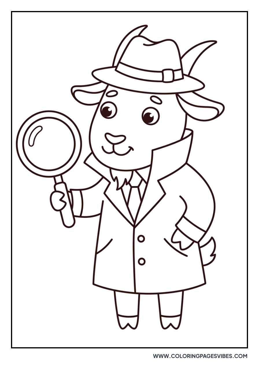 Detective Goat with Magnifying Glass