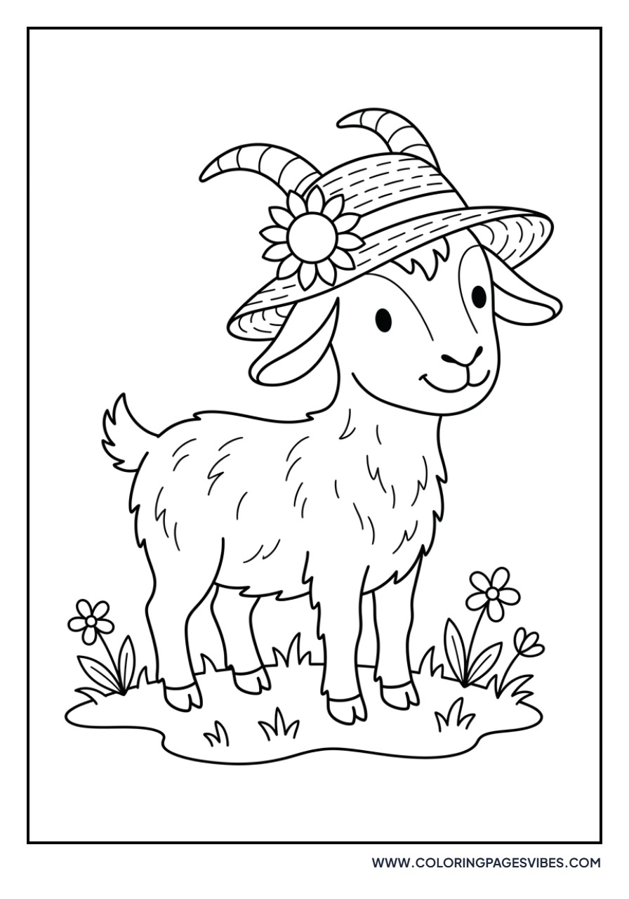 Goat and Sunflower Hat