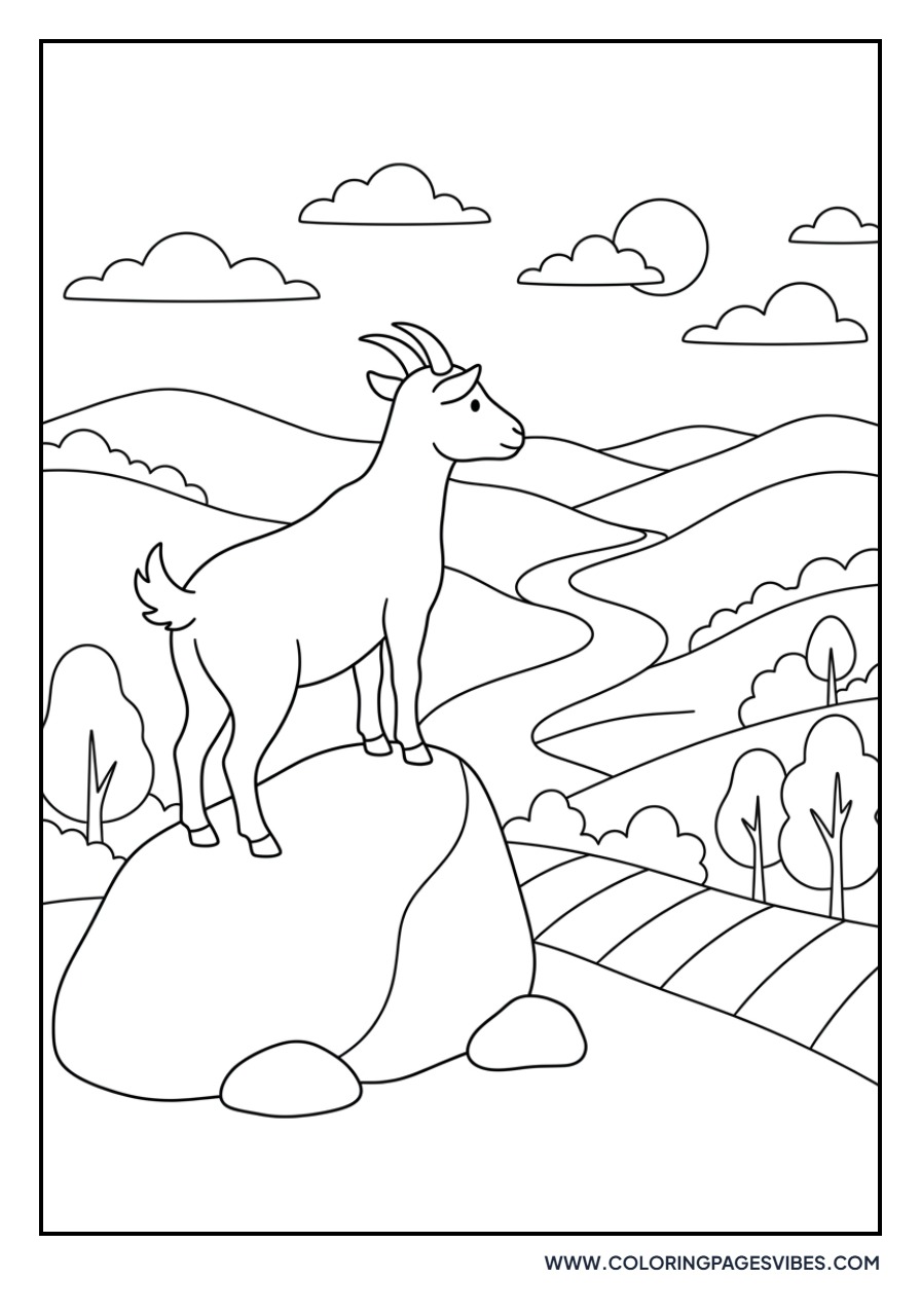 Goat Climbing a Rock