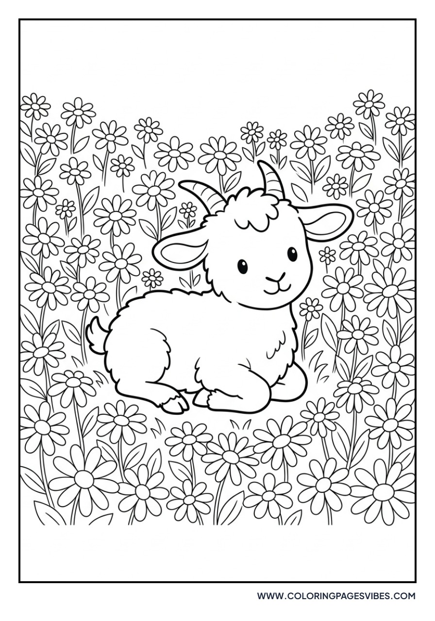 Goat in a Field of Daisies