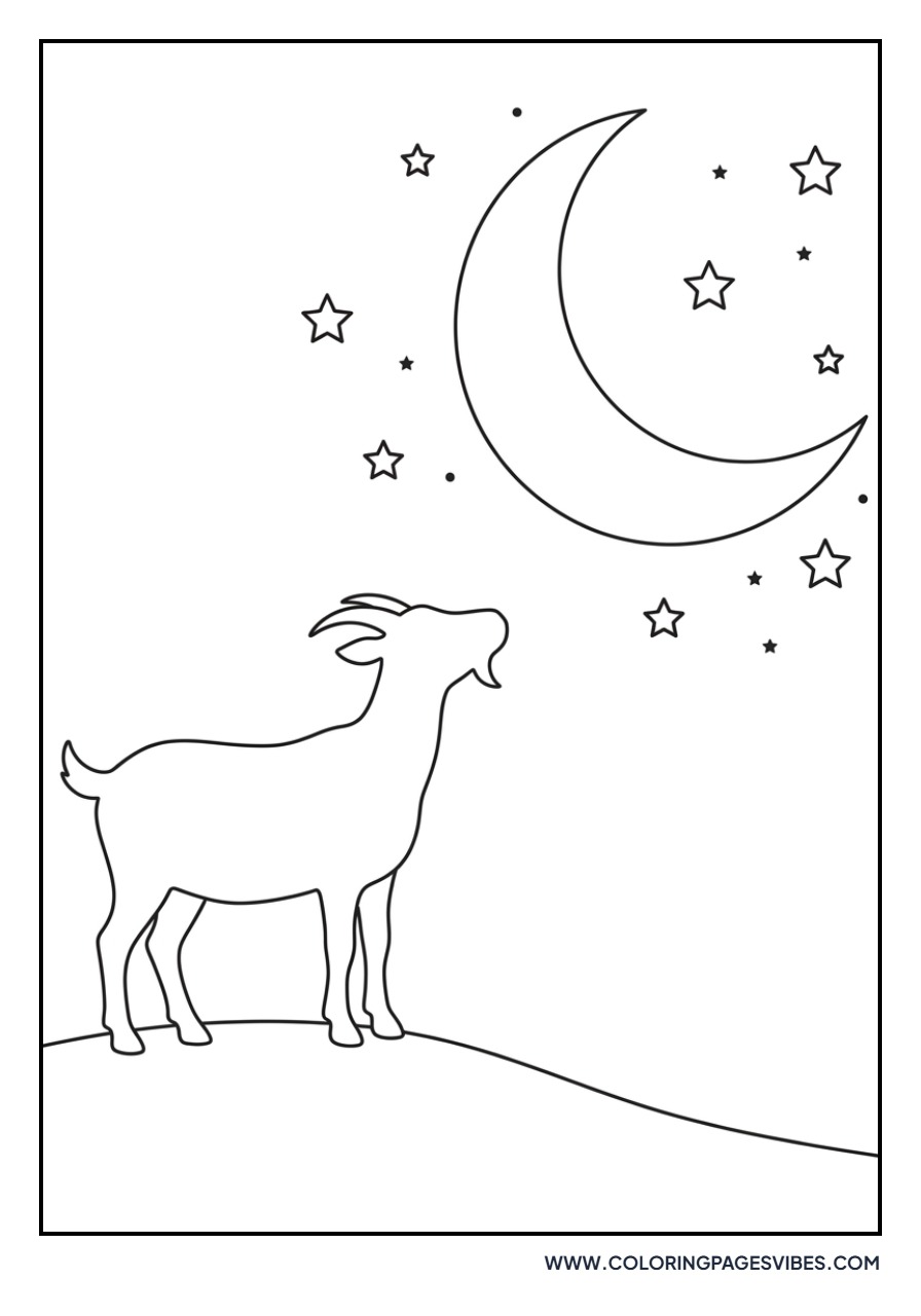 Goat Looking at the Moon