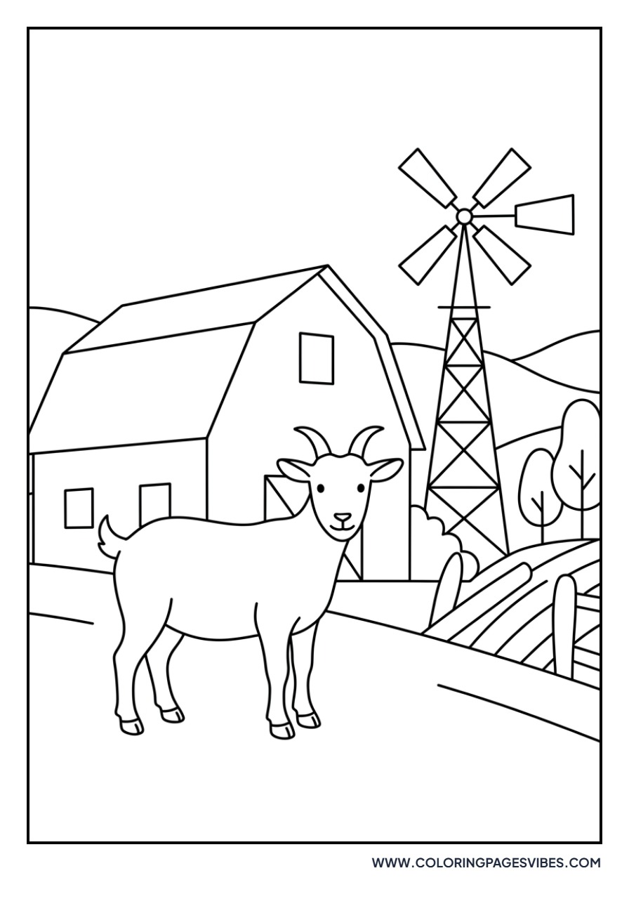 Goat Near a Barn