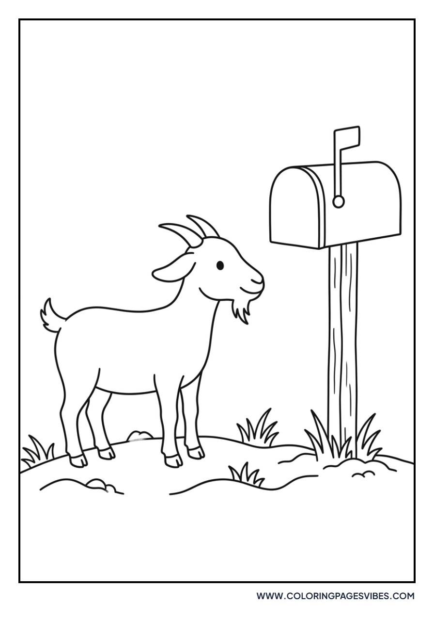 Goat Near a Mailbox