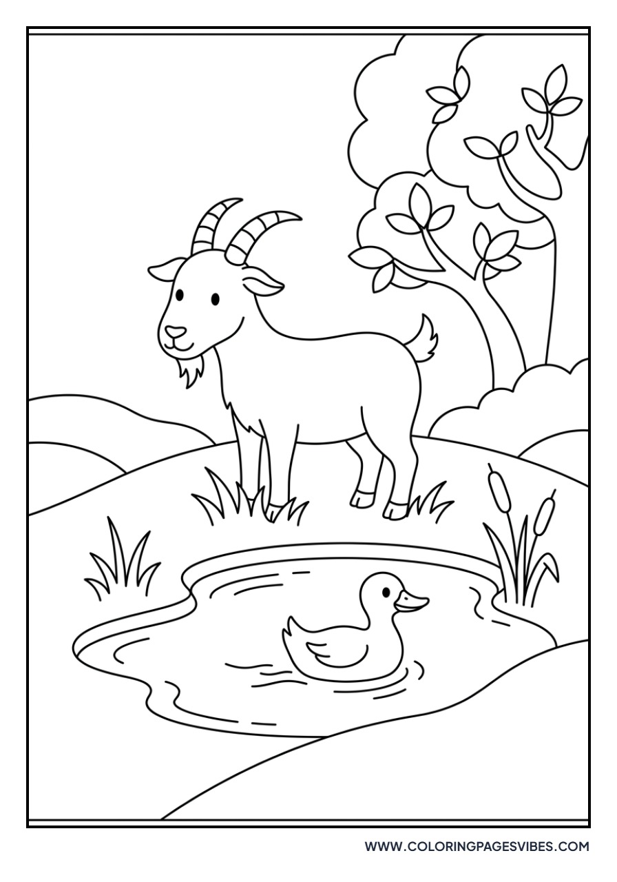 Goat Near a Pond