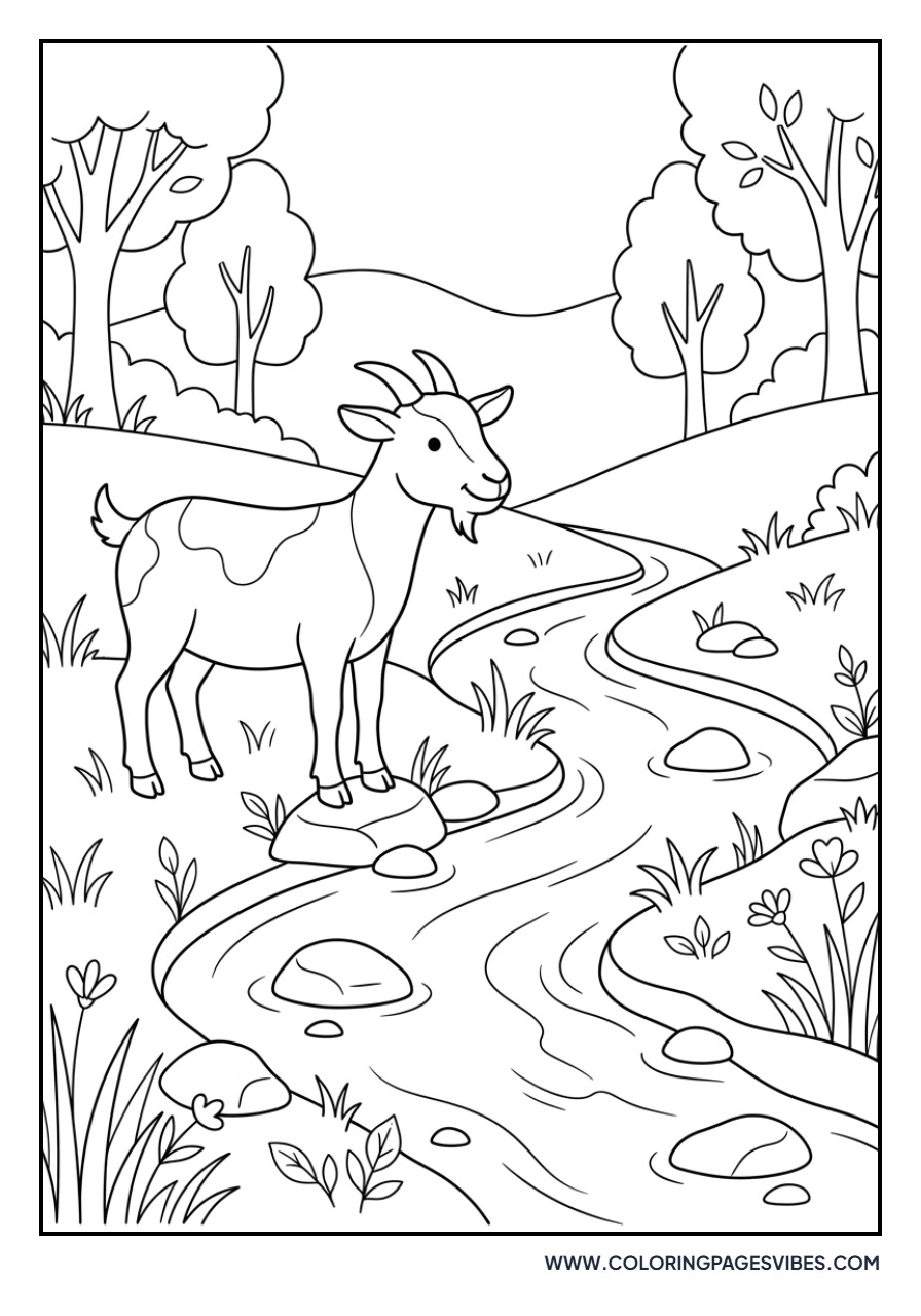 Goat Near a Stream