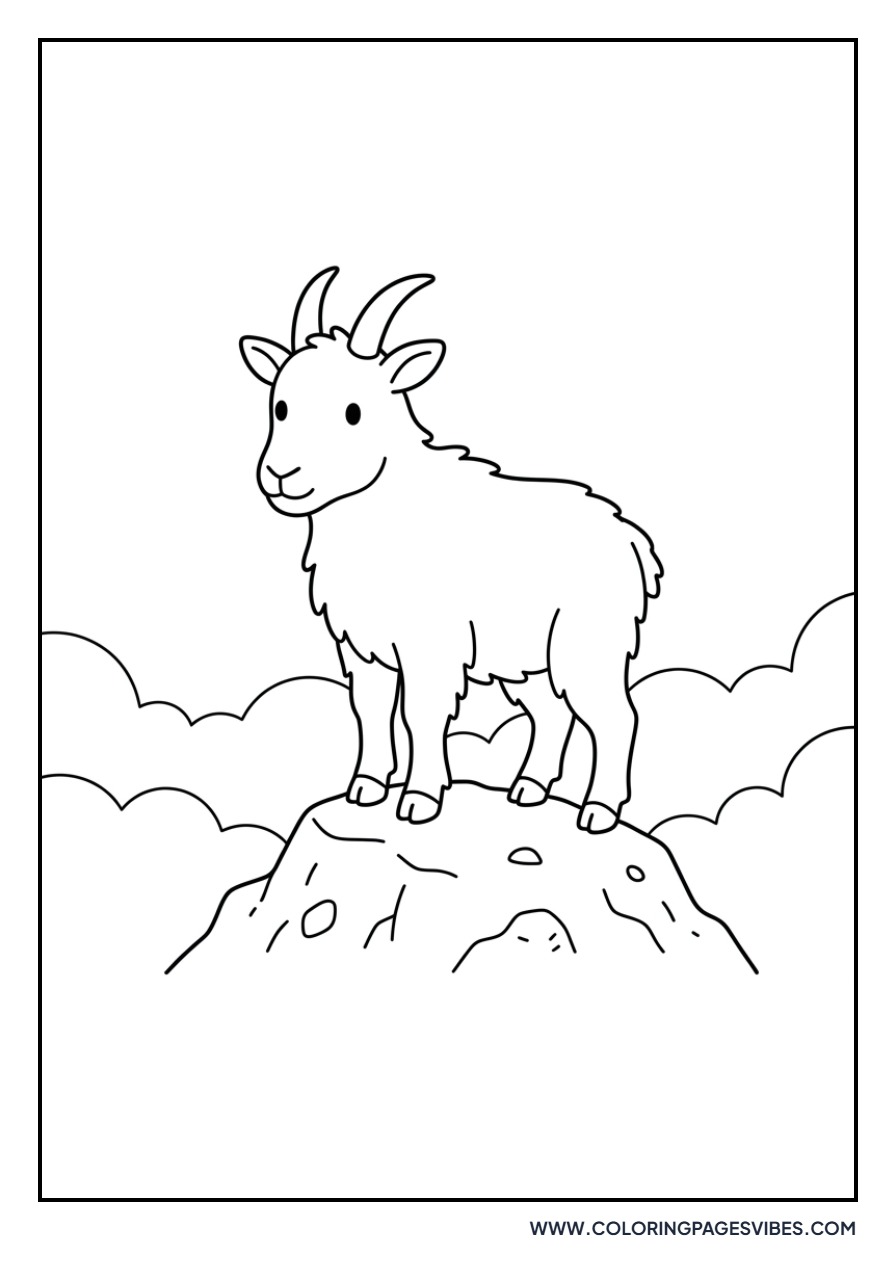 Goat Standing on a Mountain Peak