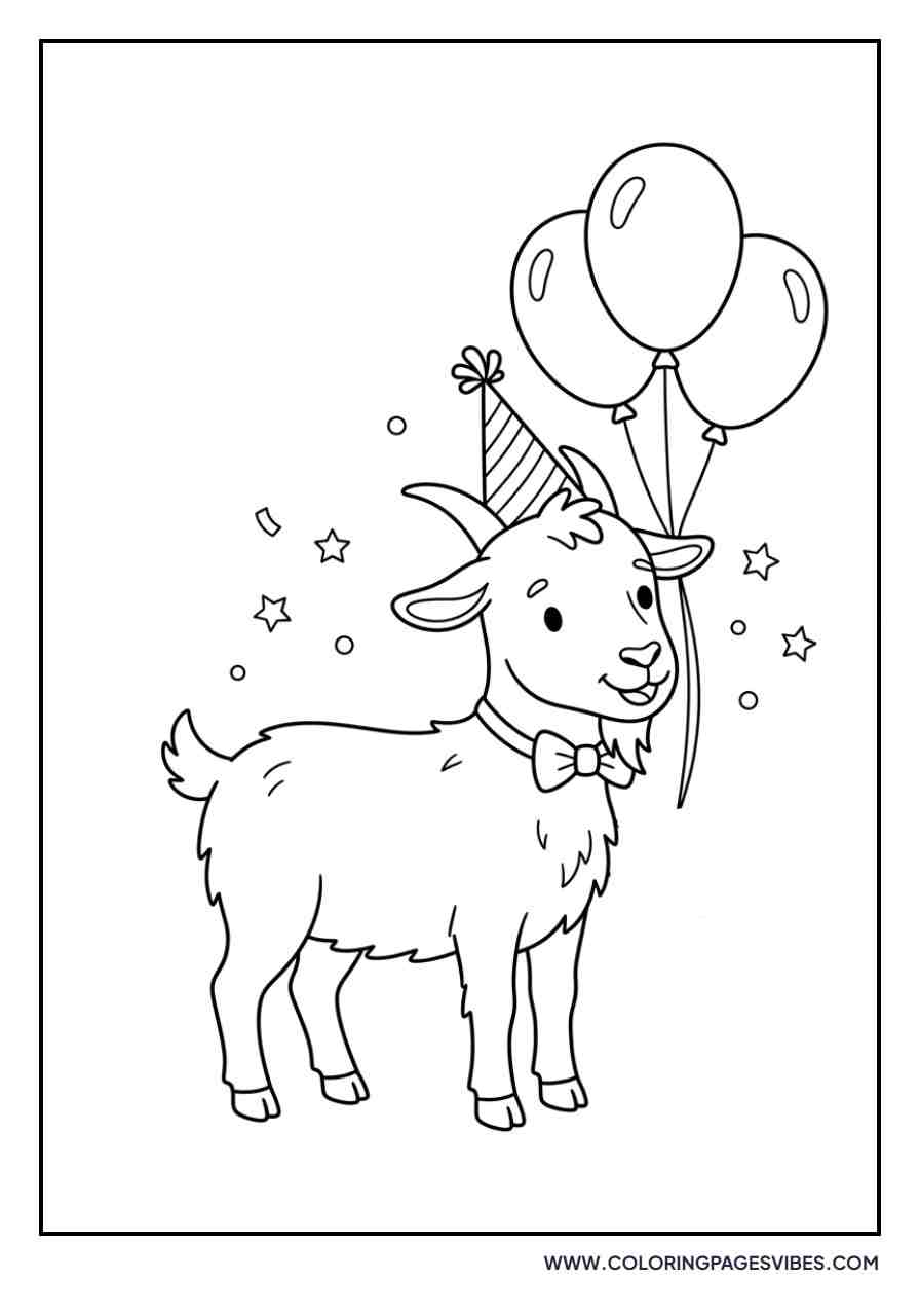 Goat Wearing a Party Hat
