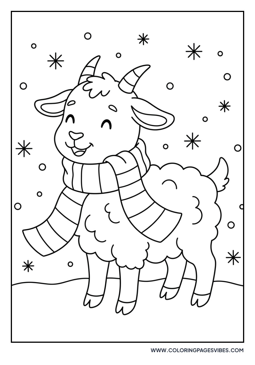 Goat Wearing Winter Scarf