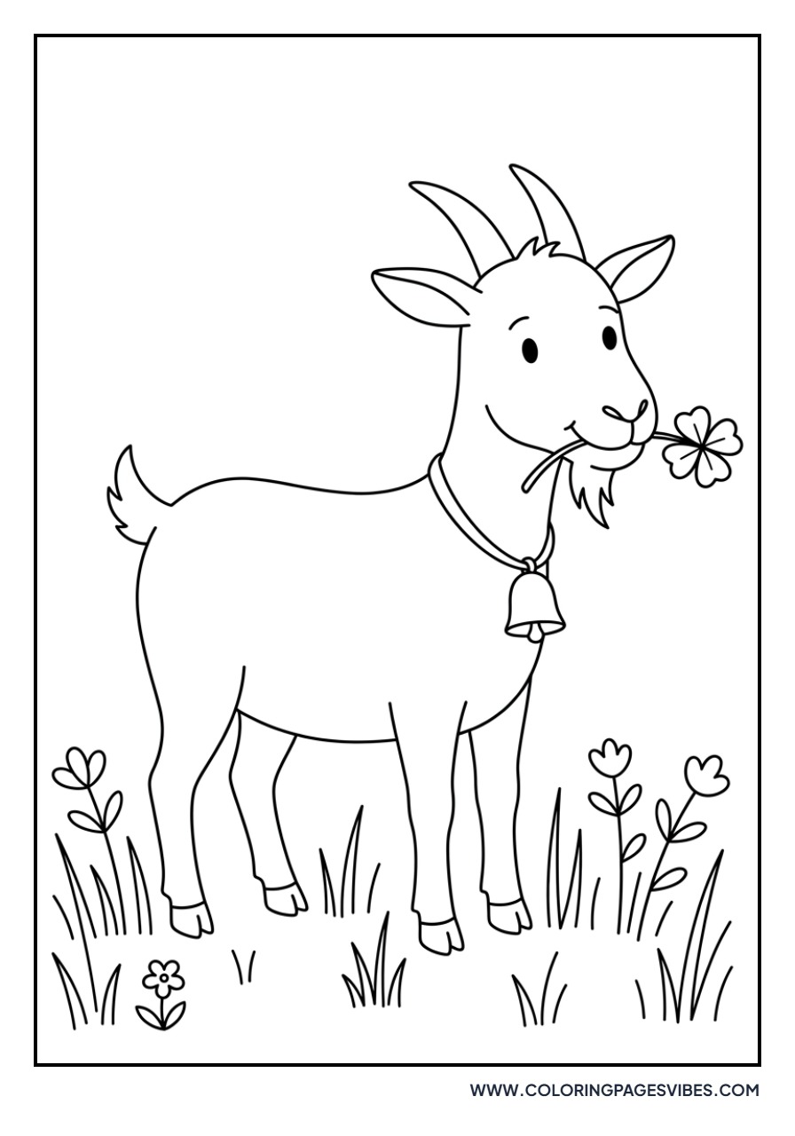 Goat with a Clover in Mouth
