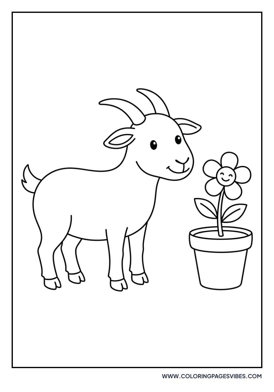 Goat with a Potted Plant