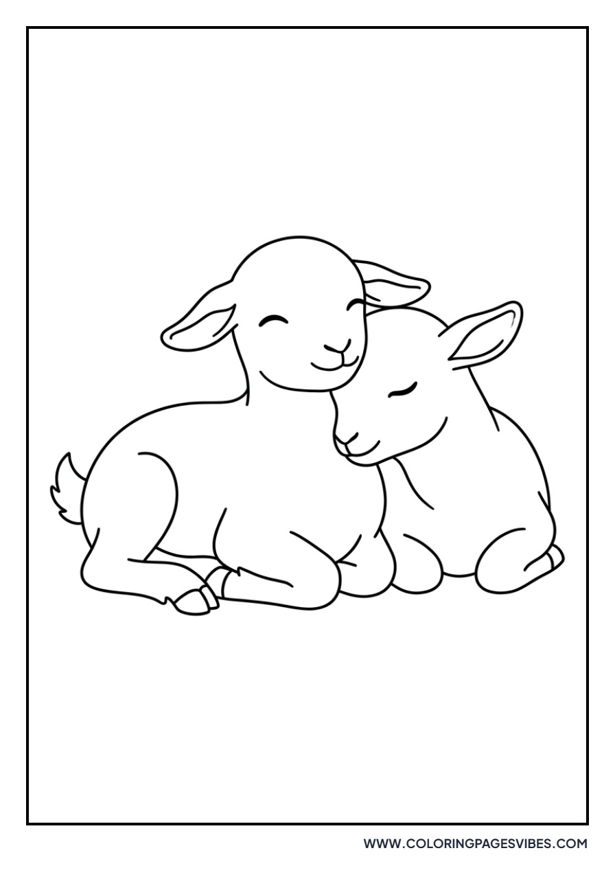Two Baby Goats Cuddling