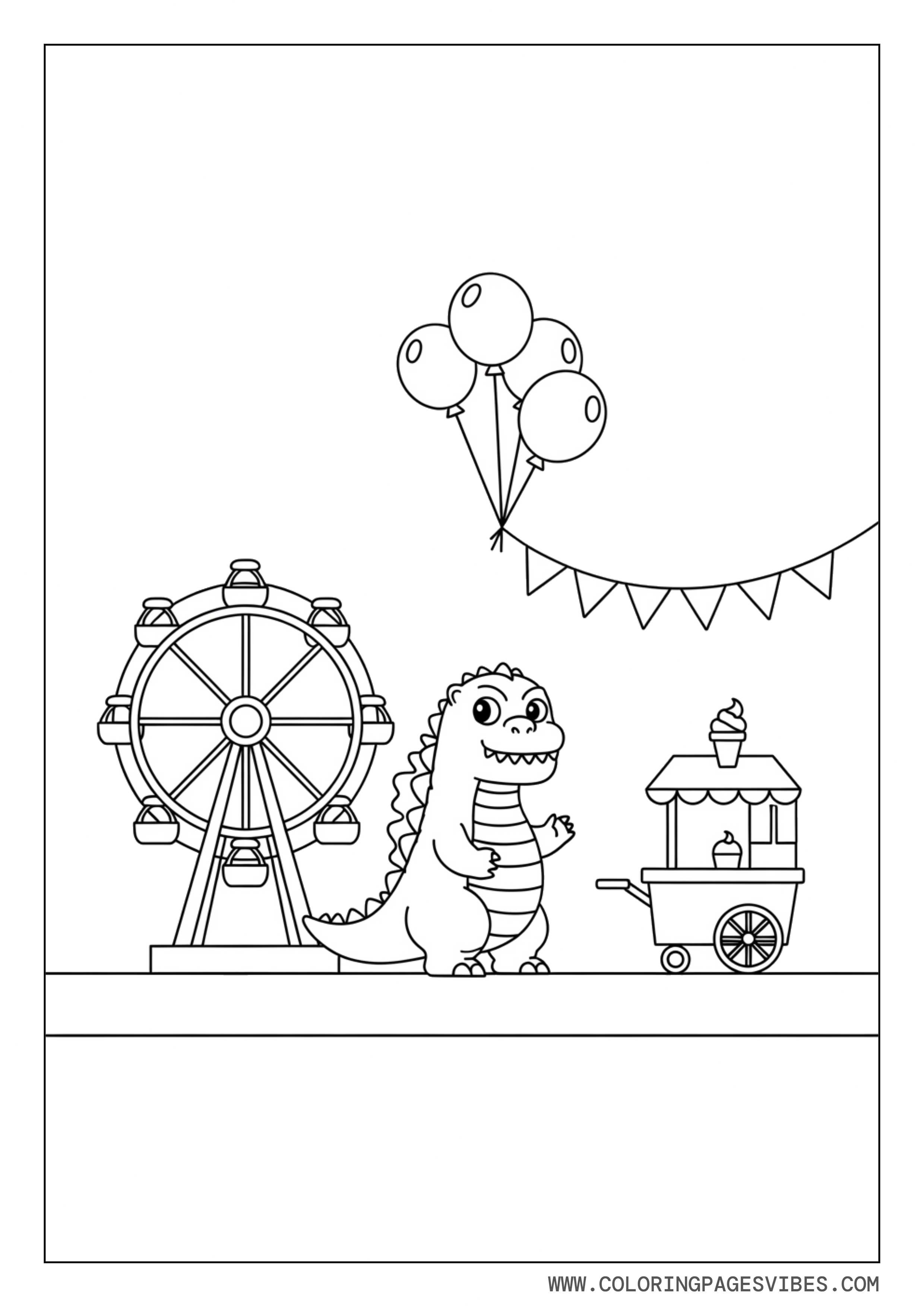 Chibi Godzilla at a Simple Carnival