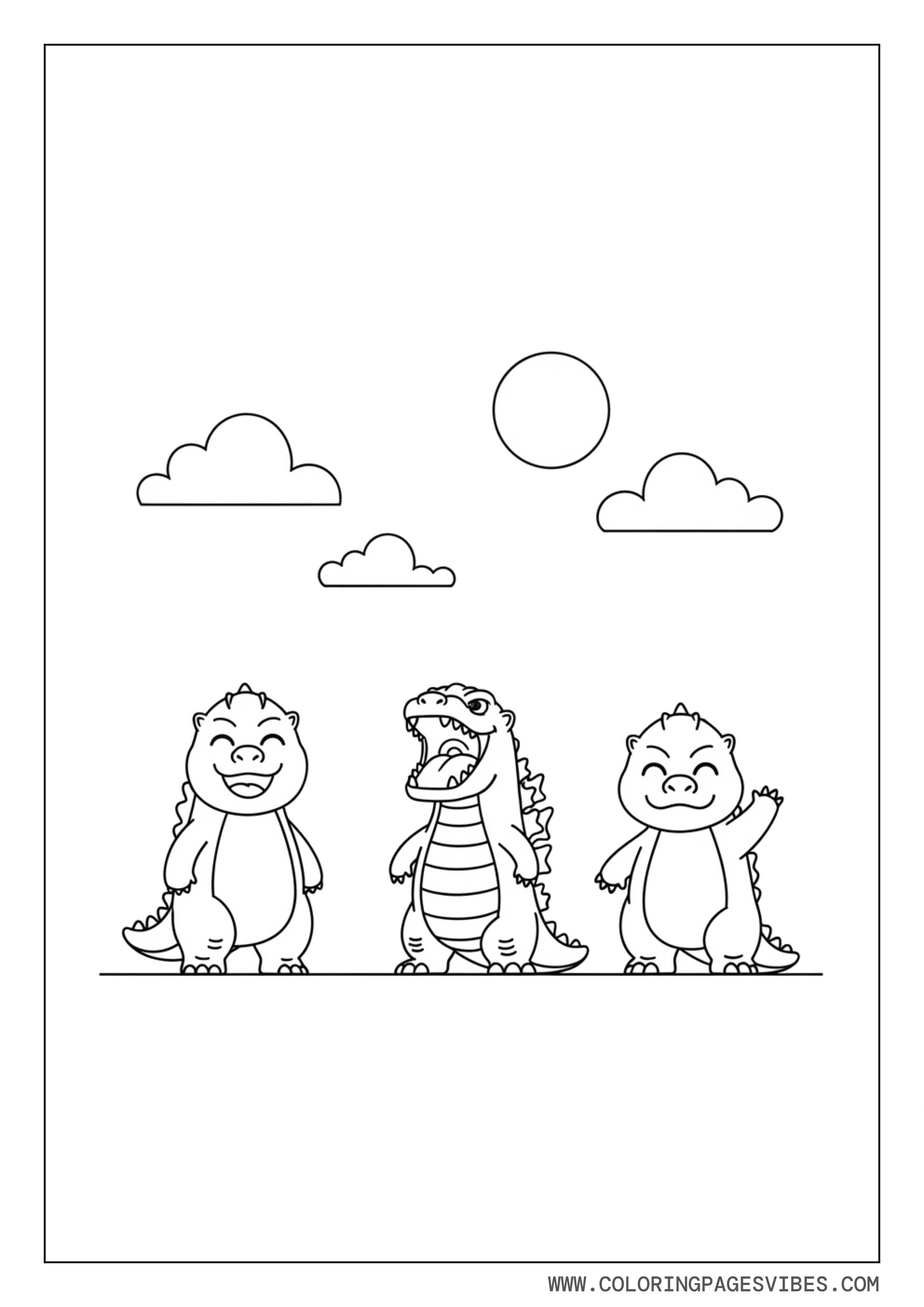 Chibi Godzilla Group Scene
