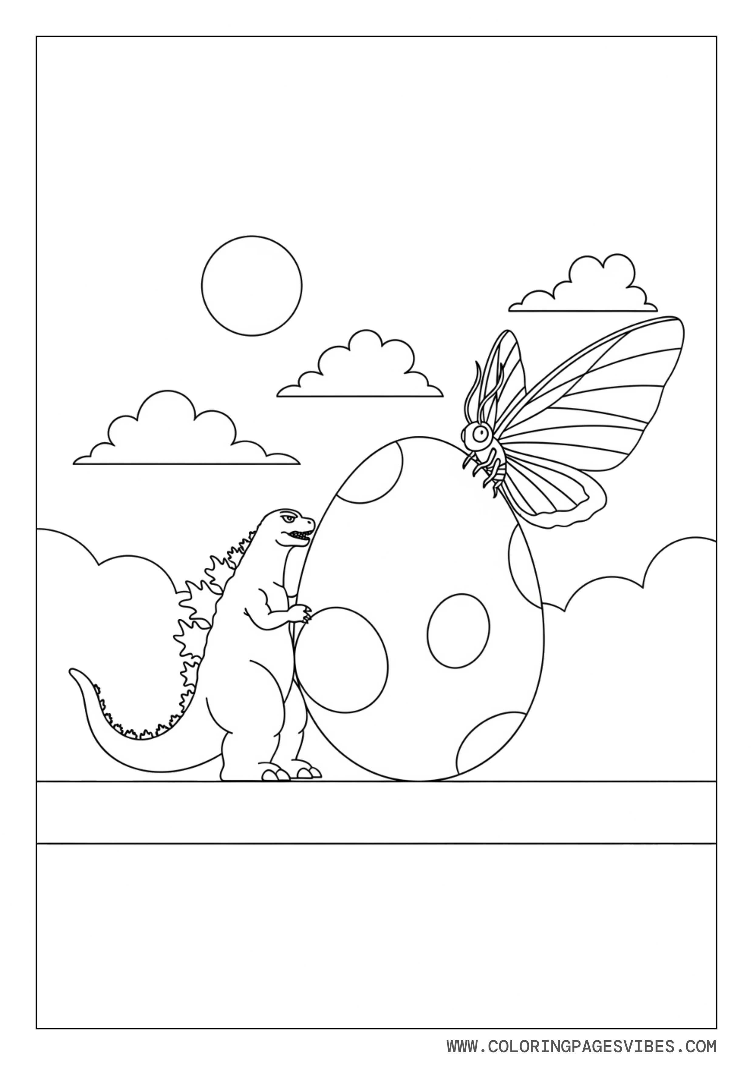 Godzilla and Mothra Guarding an Egg