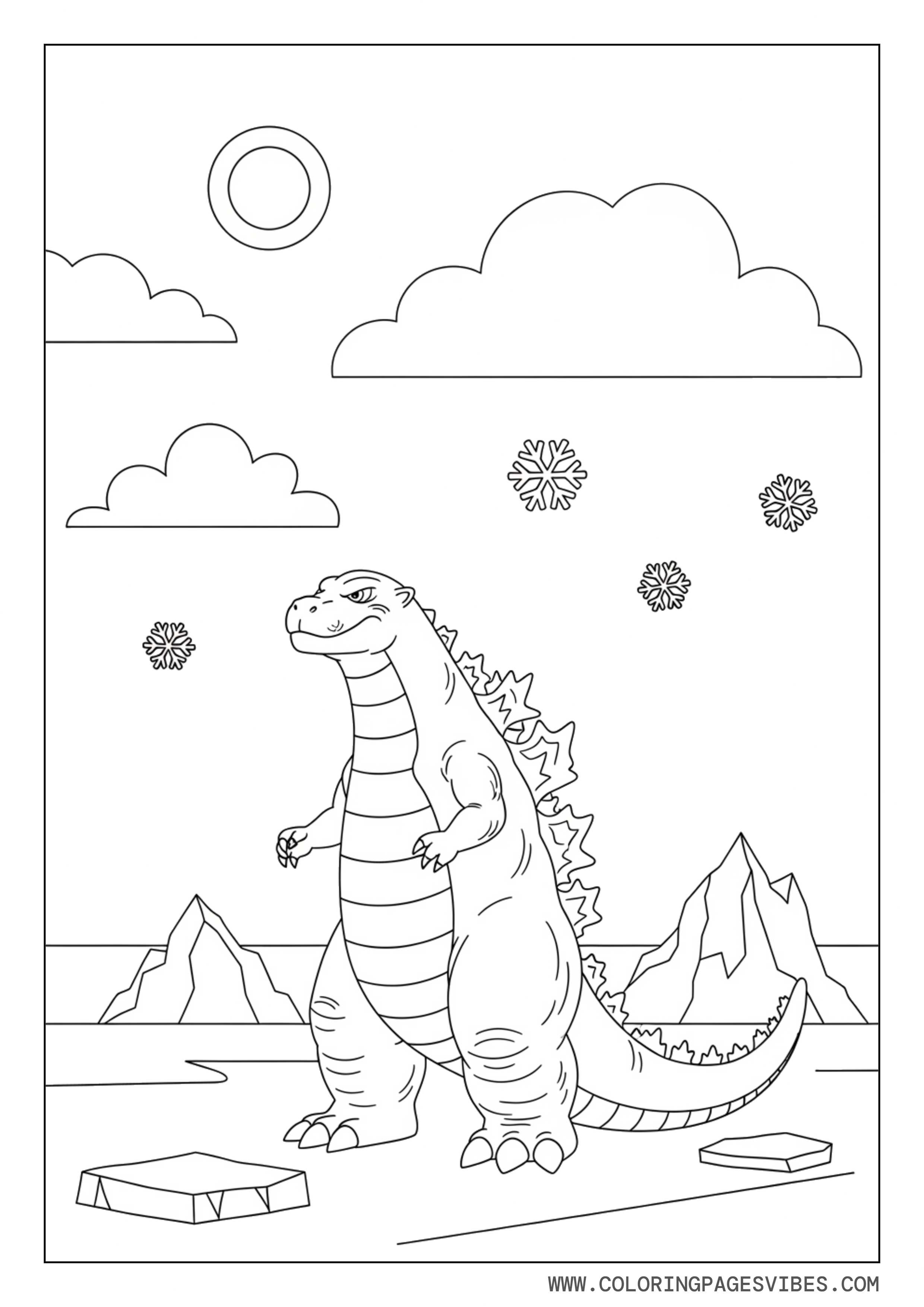 Godzilla in a Simple Arctic Scene