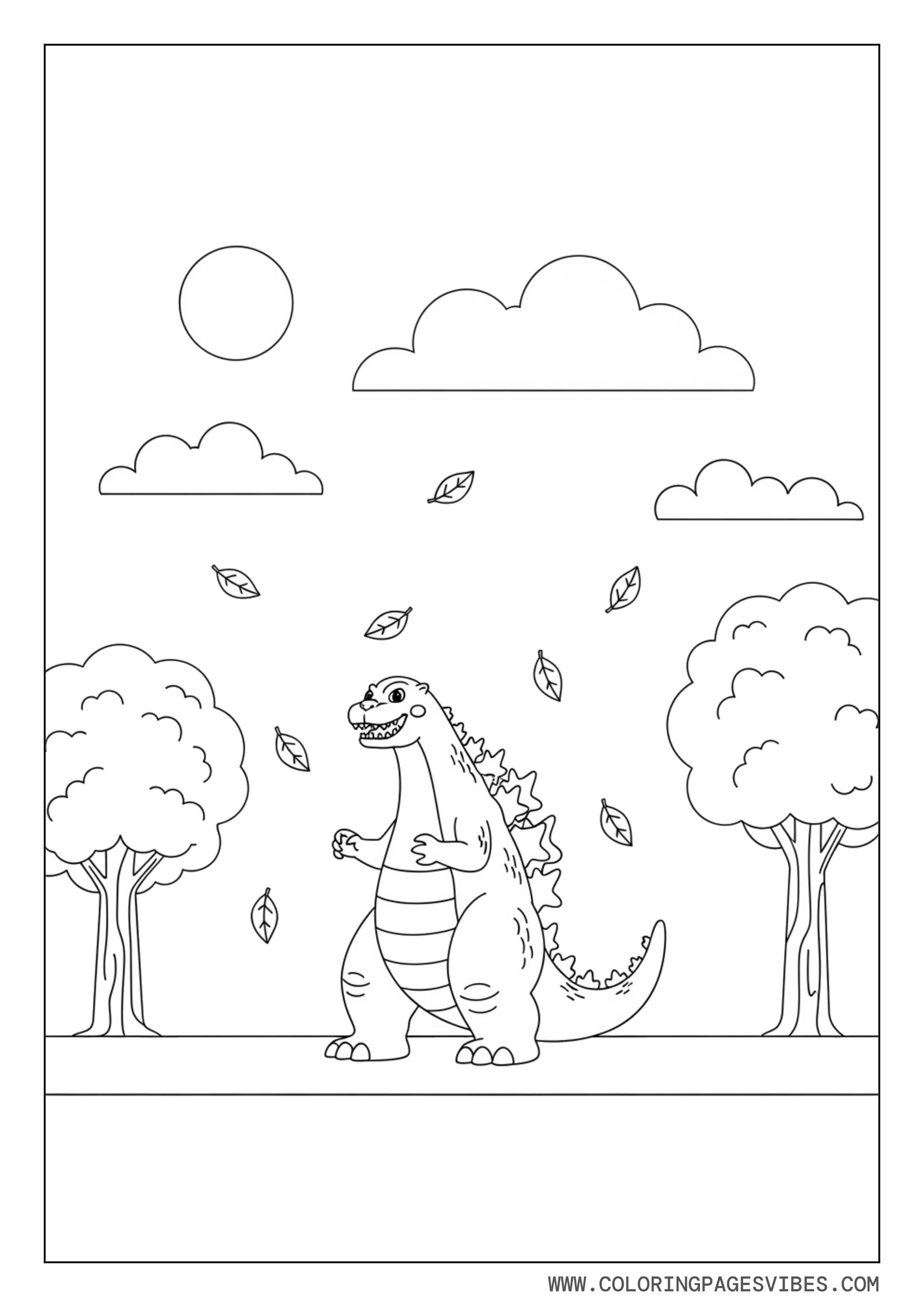 Godzilla in a Simple Autumn Park