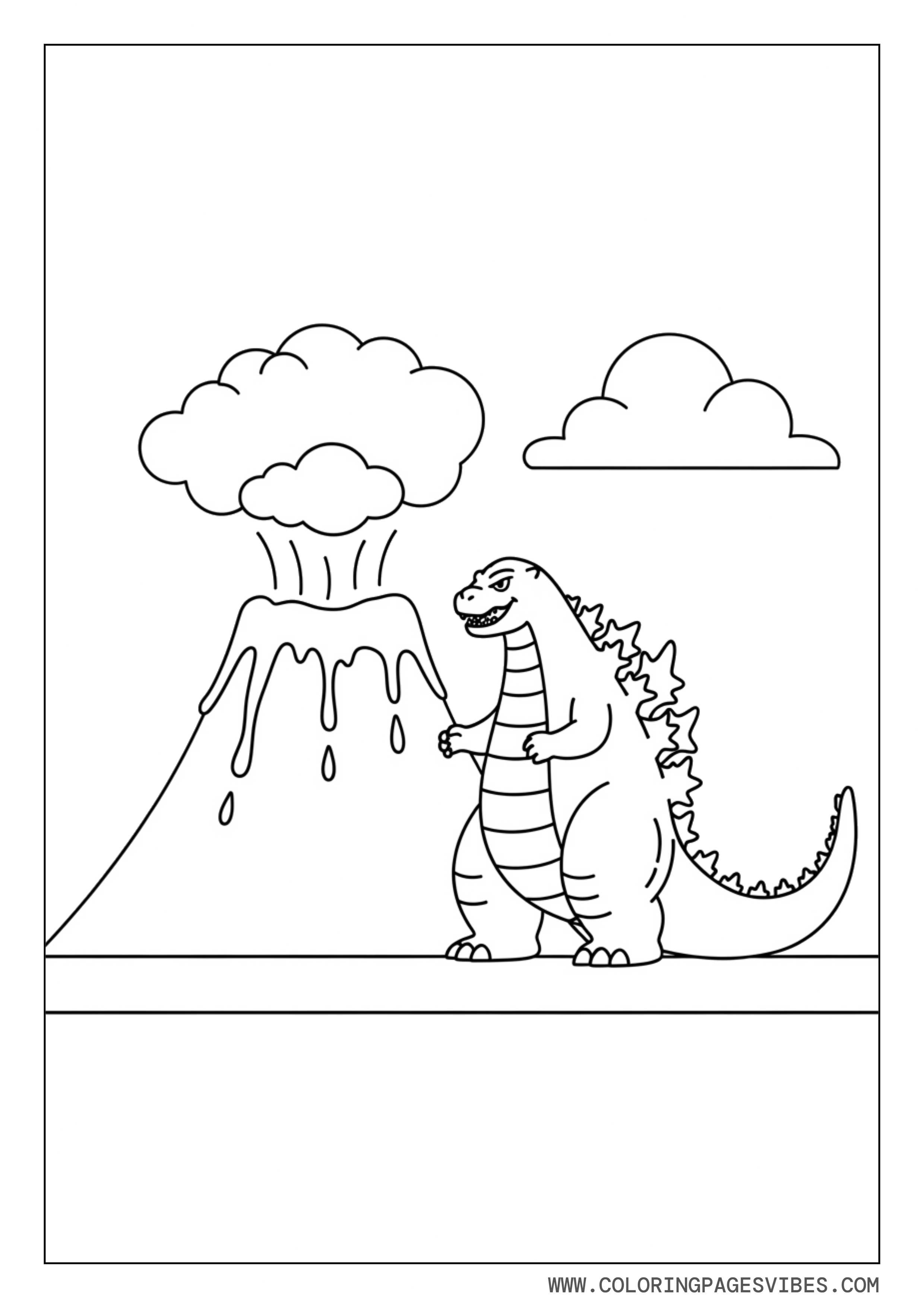 Godzilla Near a Volcano