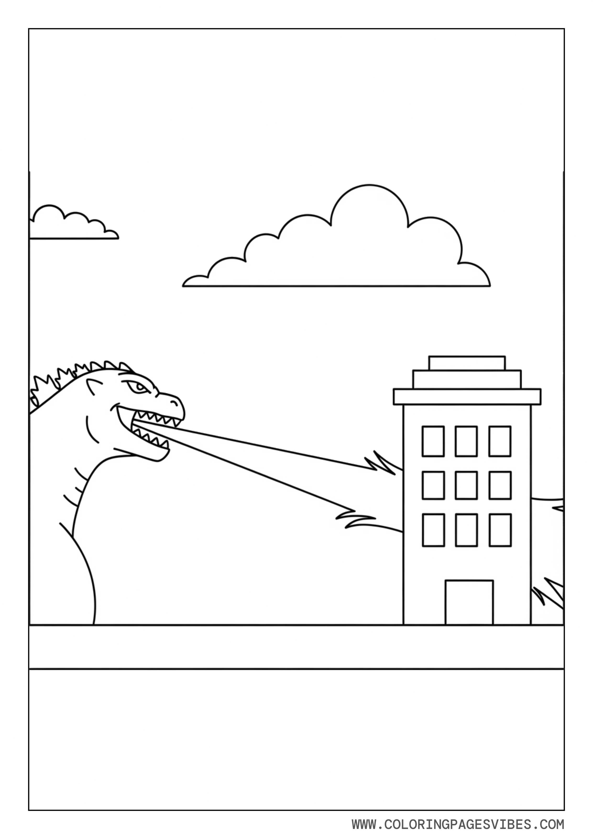 Godzilla Shooting Atomic Breath at a Building