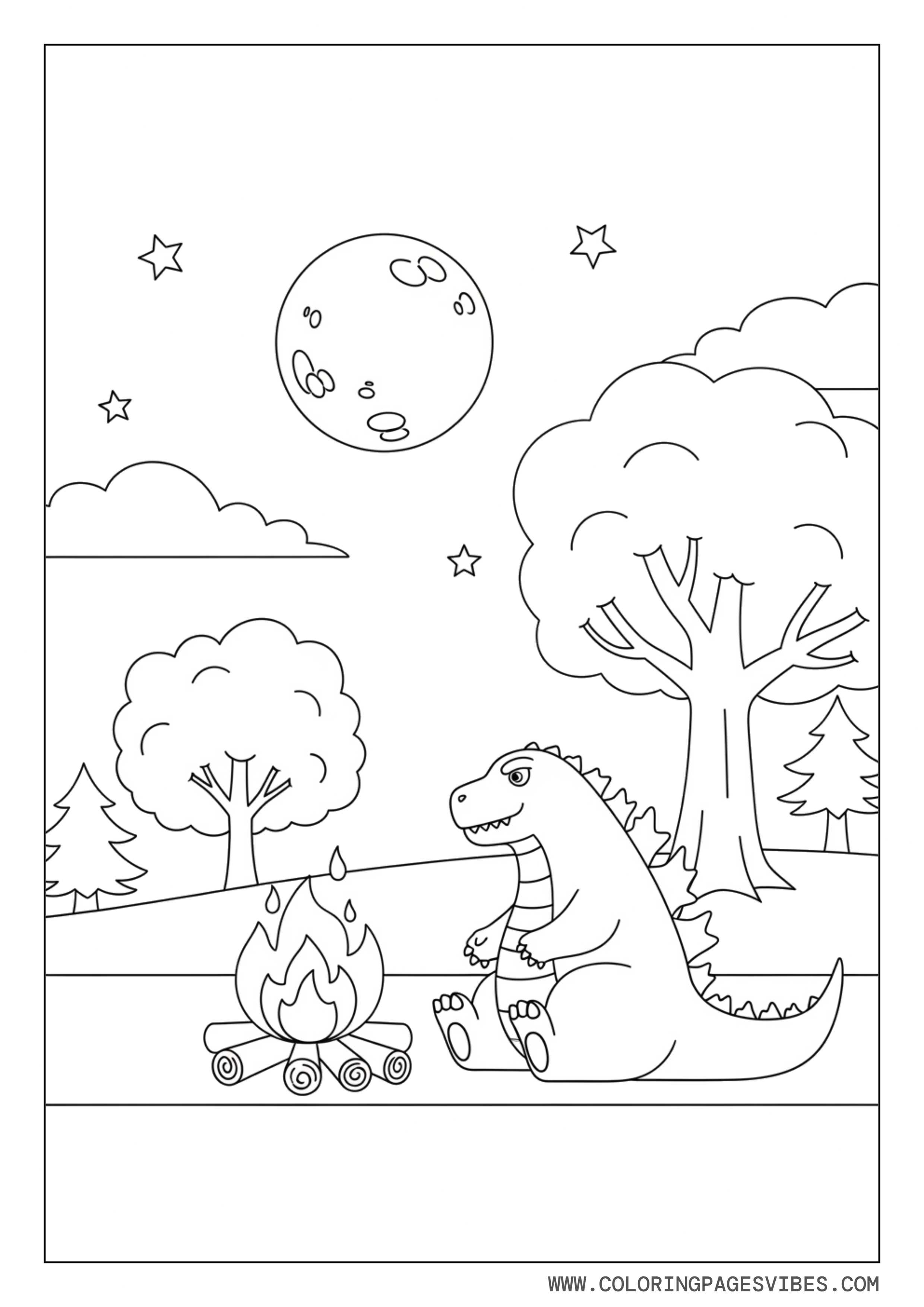 Godzilla Simple Campfire Night Scene
