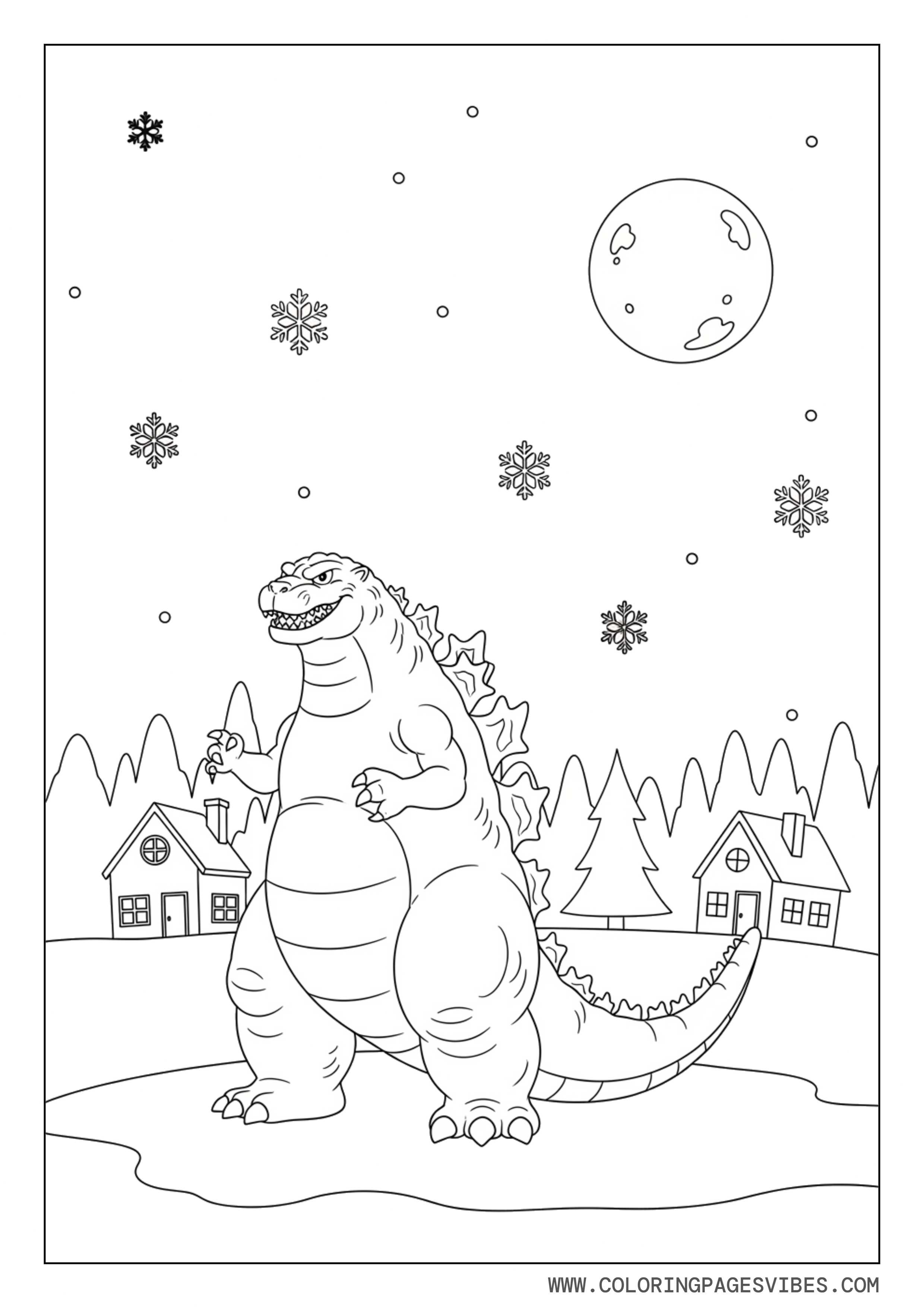 Godzilla Simple Snowy Christmas Village