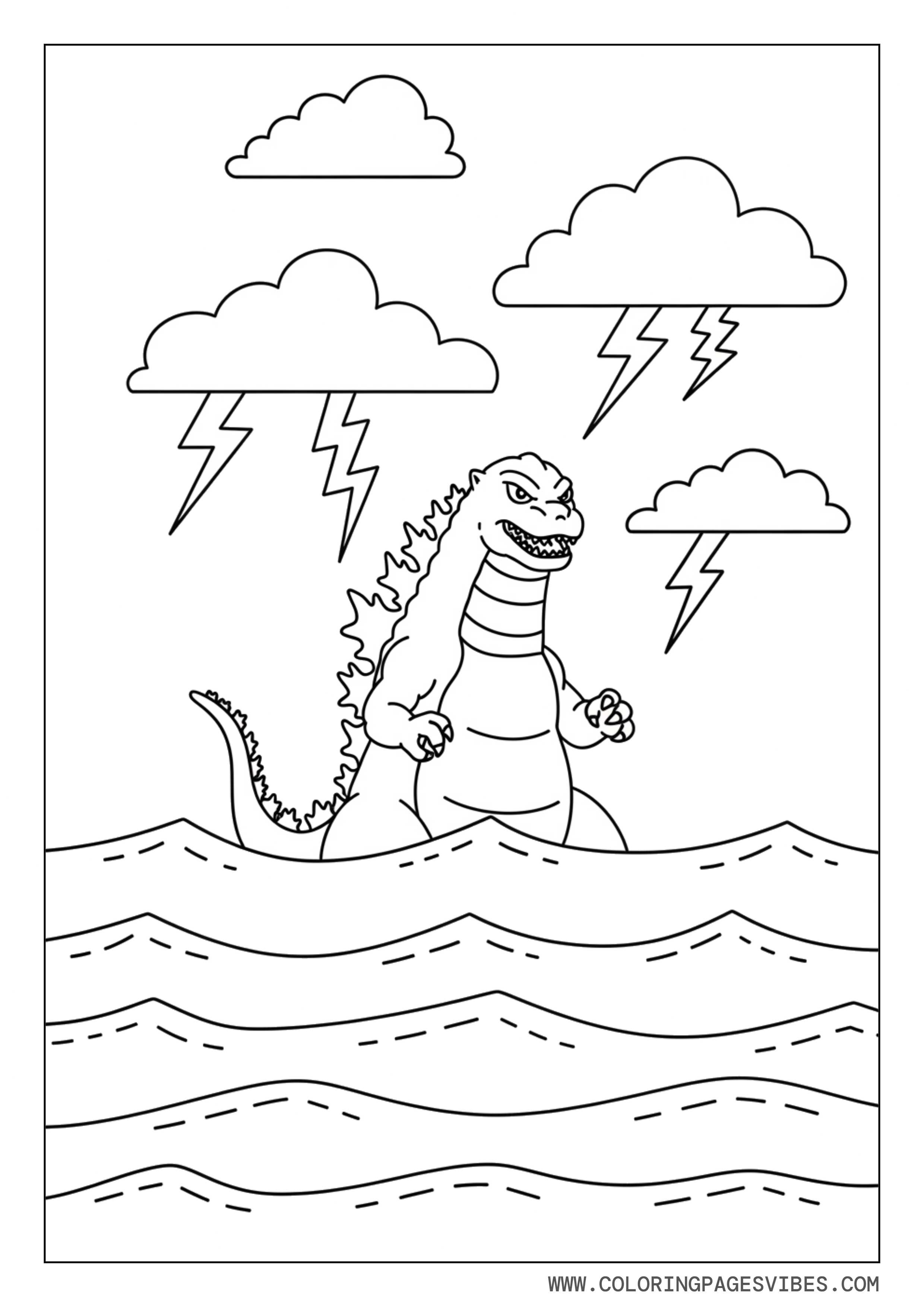 Godzilla Simple Stormy Ocean Scene