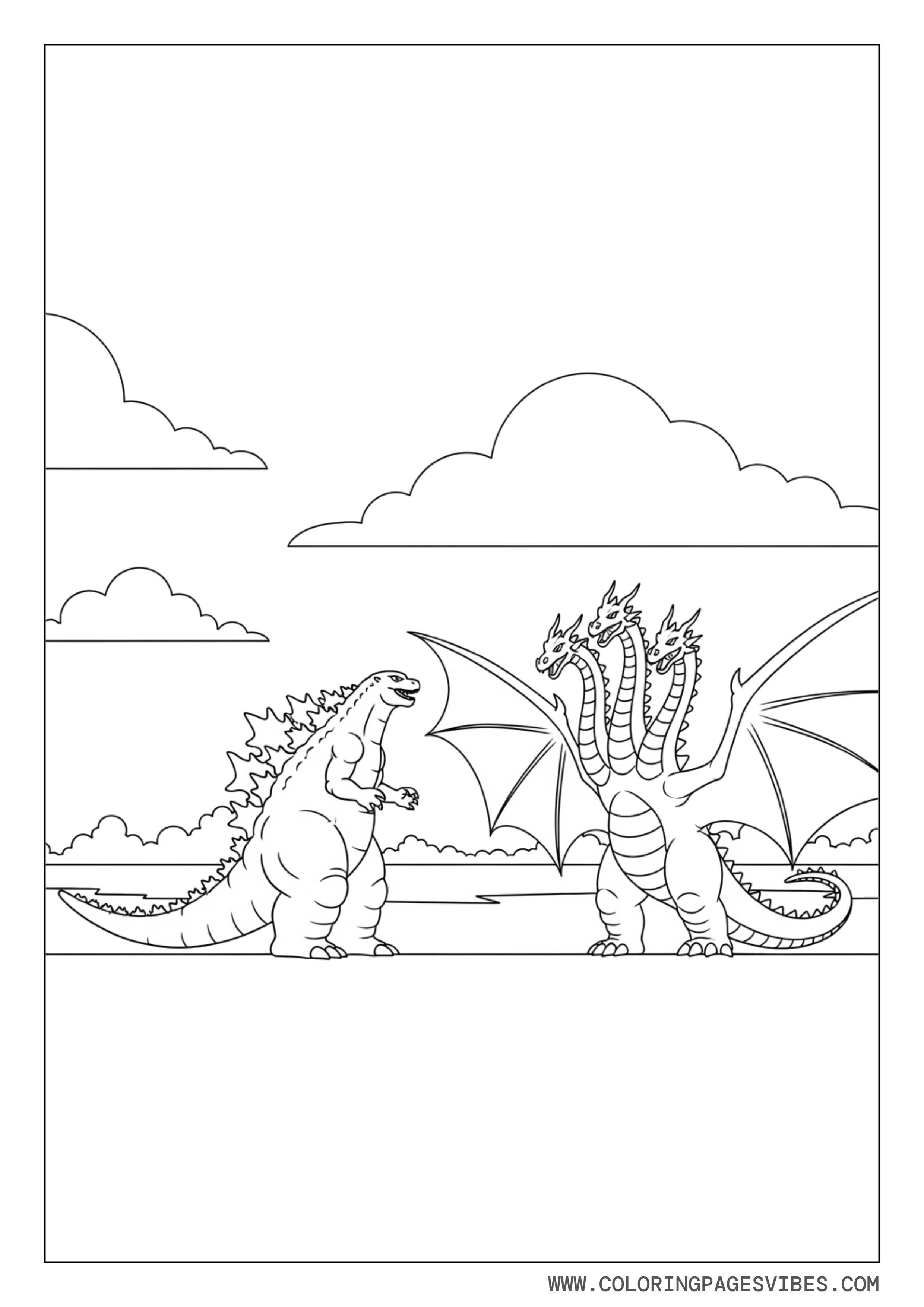 Godzilla vs King Ghidorah Simple Scene