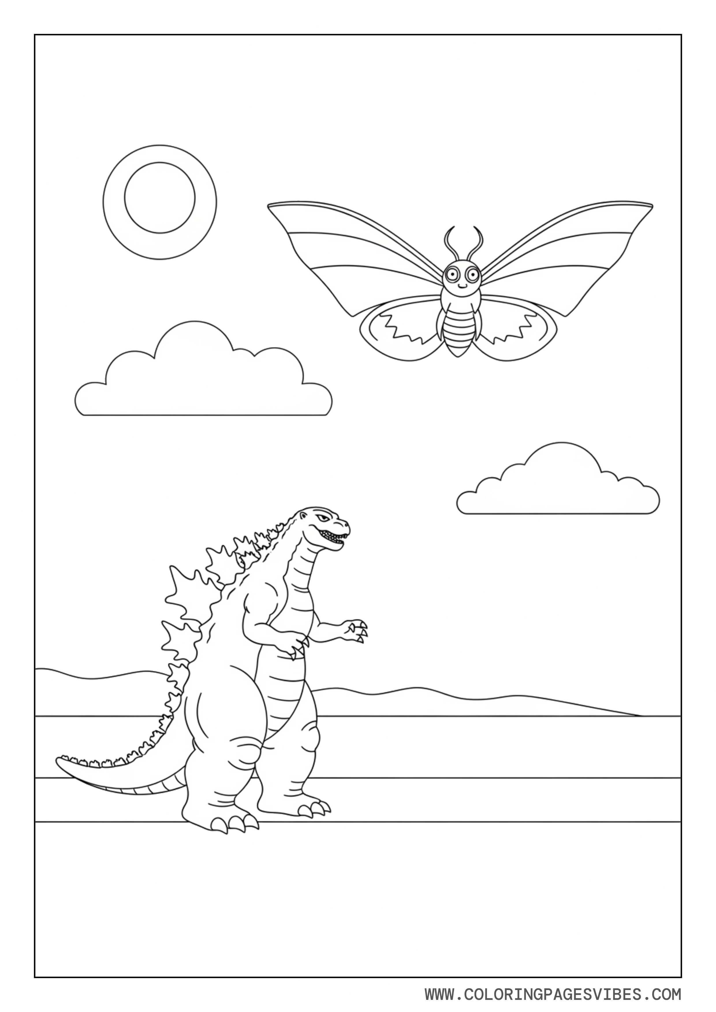 Godzilla vs Mothra Simple Scene