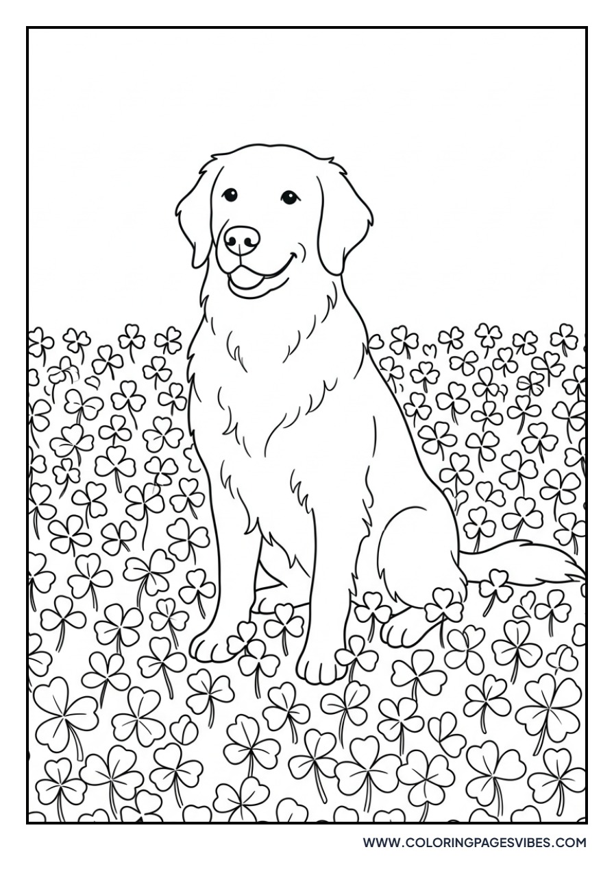 Golden Retriever in a Field of Clover