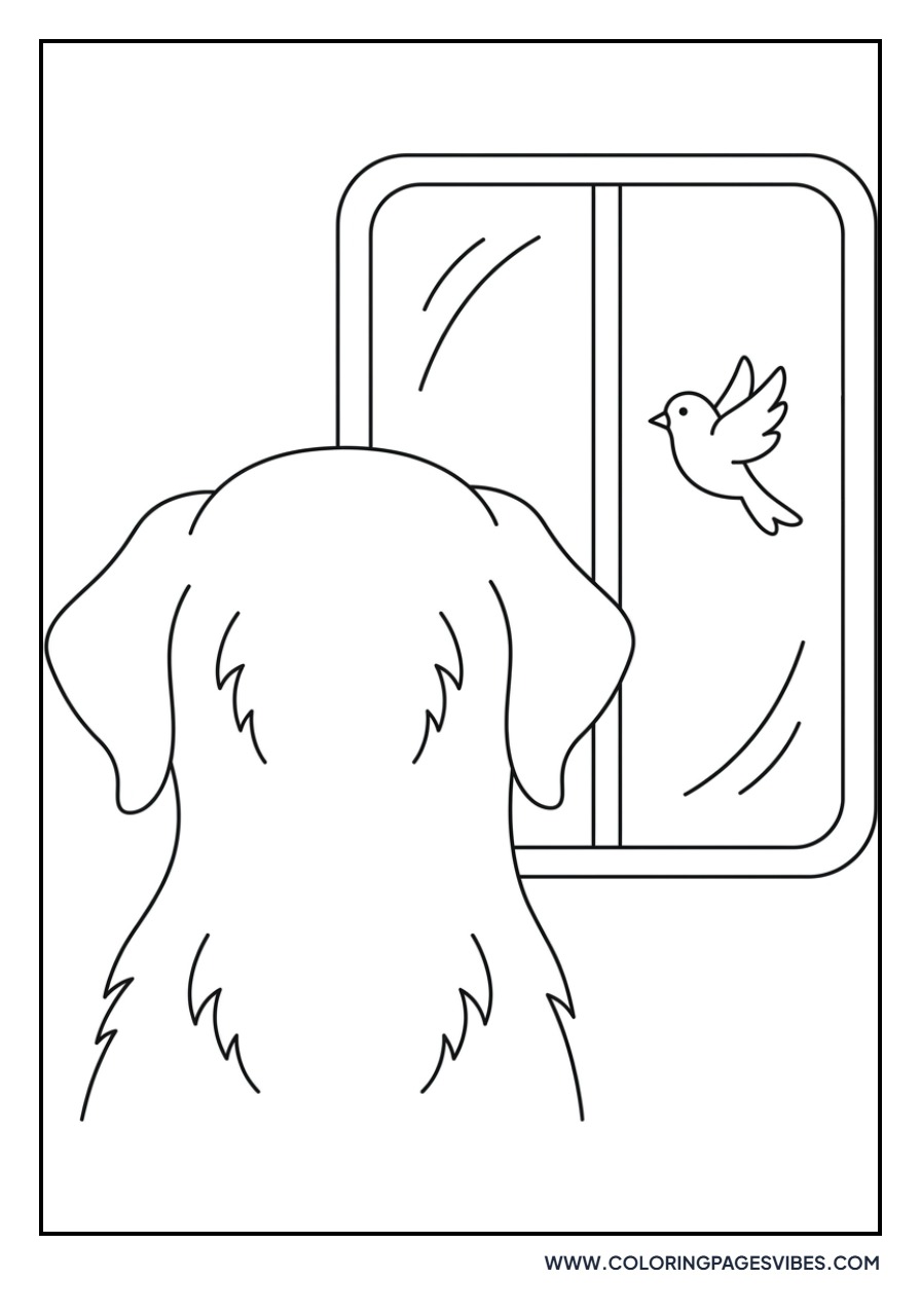 Golden Retriever looking through Window