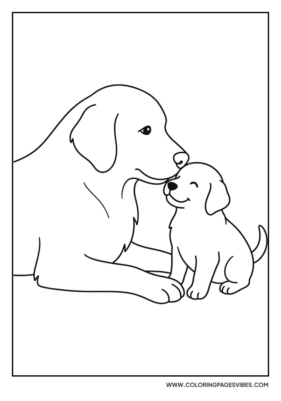 Golden Retriever Mother and Puppy