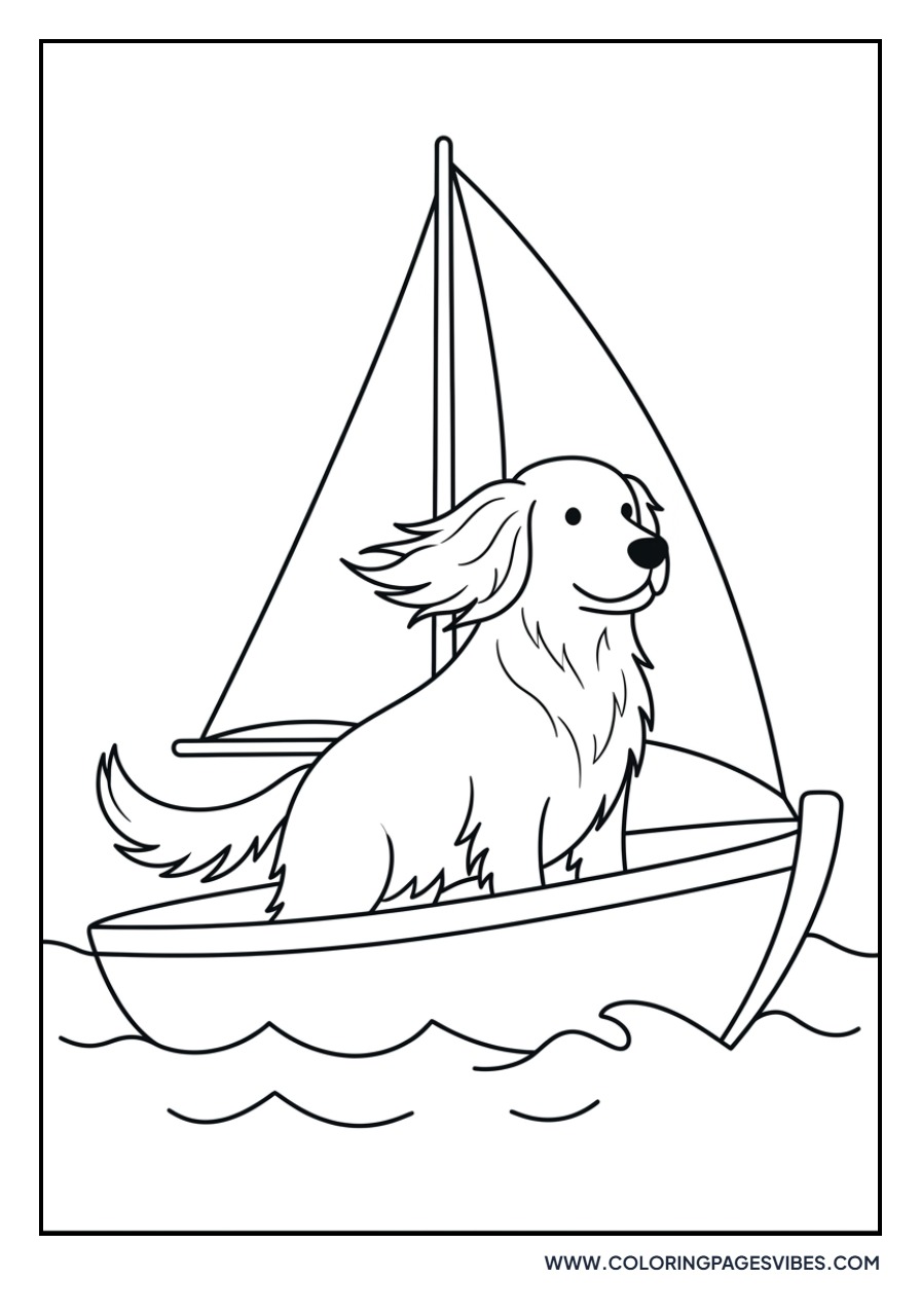 Golden Retriever on a Sailboat