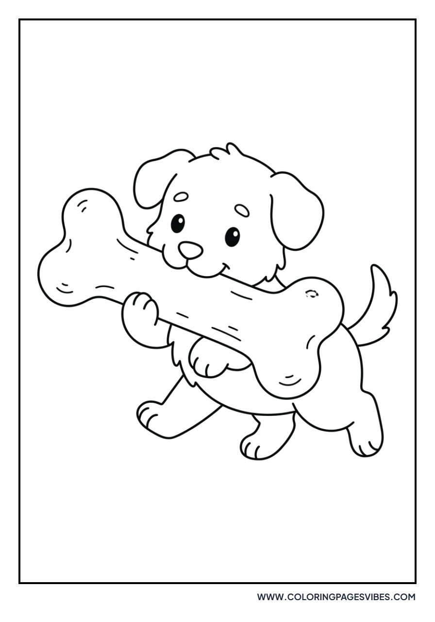 Golden Retriever Puppy and Large Bone