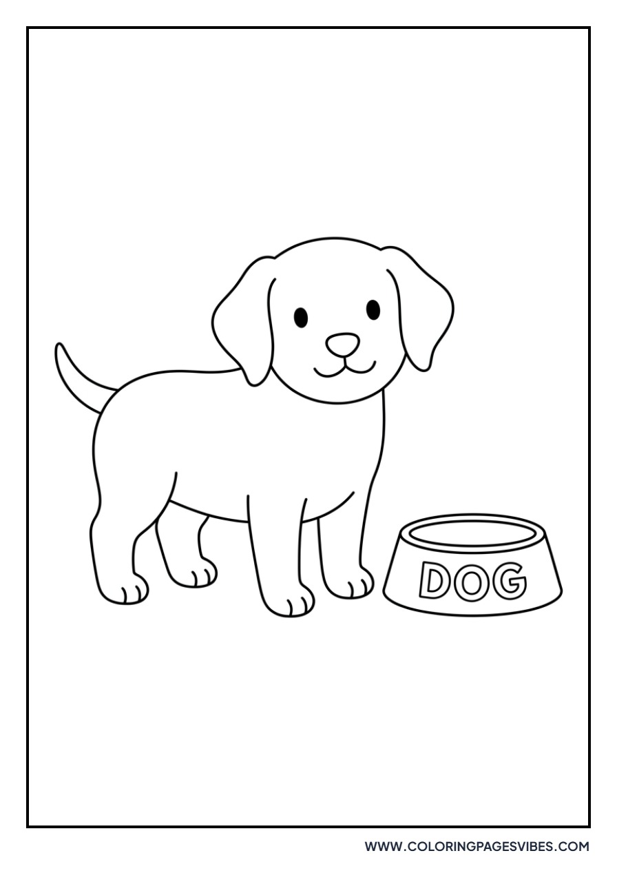 Golden Retriever Puppy with a Bowl