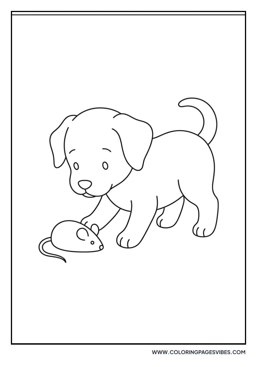 Golden Retriever Puppy with a Toy Mouse