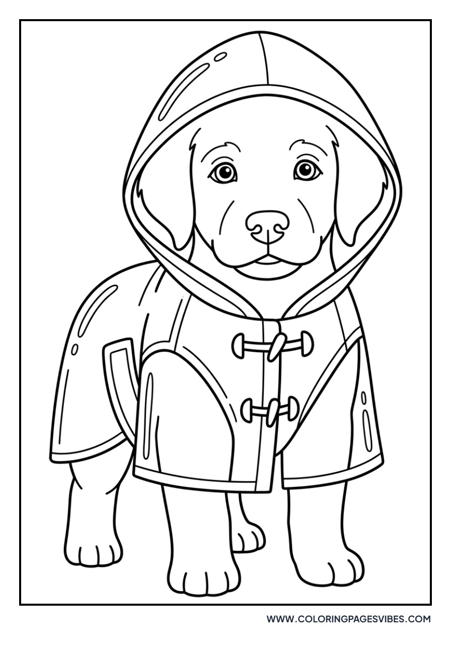 Golden Retriever wearing a Raincoat