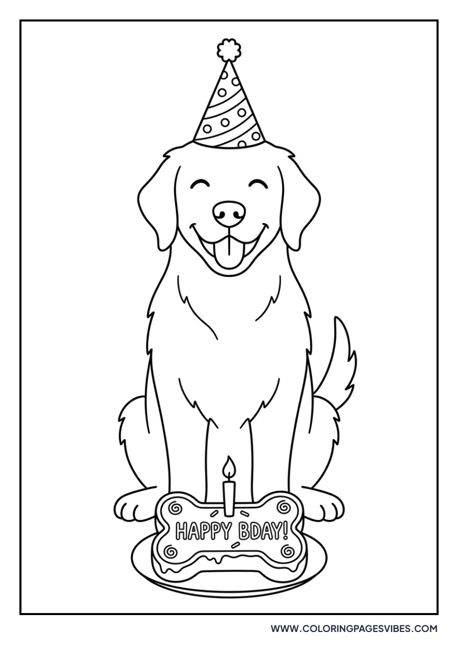 Golden Retriever with a Birthday Hat